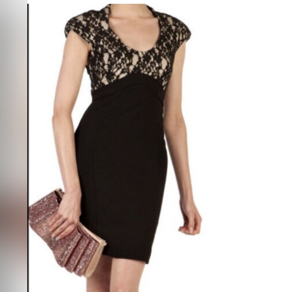 Ted Baker Briony Black Lace Overlay Dress. Size: Ted 3 US 8.